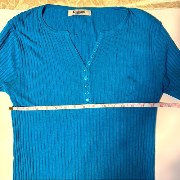 Domani Size M Buttons as Ornament Blue Women  Blouse for Every Day Long Sleeve - Picture 9 of 9